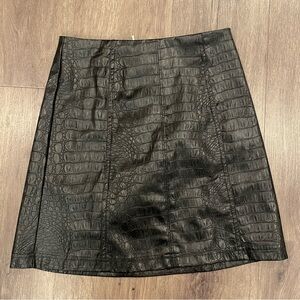 Black Croc-Embossed mini Skirt